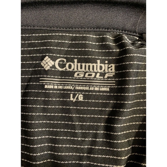 Columbia Golf Polo Shirt Mens Large Black White Stripe Outdoor Prepcore Preppy - Picture 2 of 12